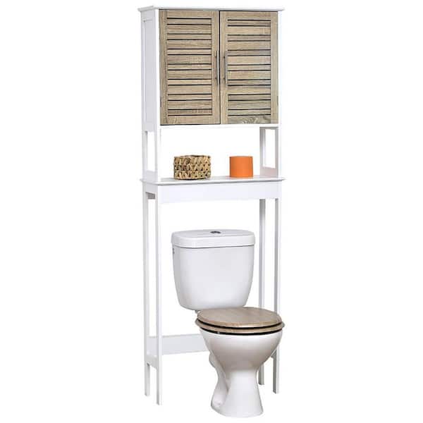 EVIDECO French home goods Stockholm 24.8 in. W x 70.5 in. x H 9 in. D Oak Over-the-Toilet Storage