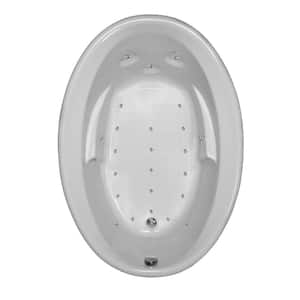 60 in. Acrylic Oval Drop-in Air Bathtub in Biscuit