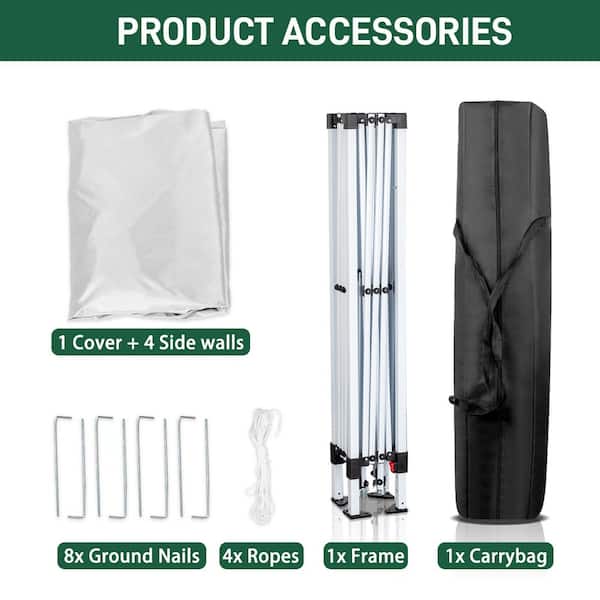 Karl home 6.5 ft. x 6.5 ft. White Straight Leg Pop-Up Canopy Karl home 6.5 ft. x 6.5 ft. White Straight Leg Pop-Up Canopy