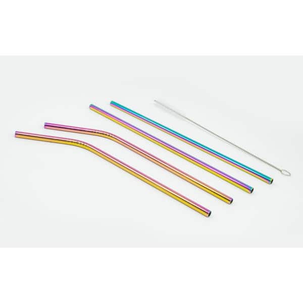 Better Houseware Glass Straws with Cleaning Brush, Set of 5 (Extra-Wide)
