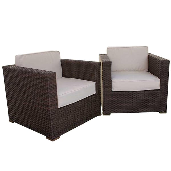 Atlantic Contemporary Lifestyle Bellagio Patio Armchair Set with Beige Cushions (2-Pack)