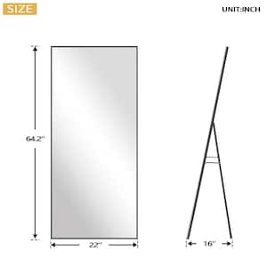 22 in. W x 64.2 in. H Oversized Black Metal Modern Classic Full Length Standing Mirror Framed Rectangle Mirror