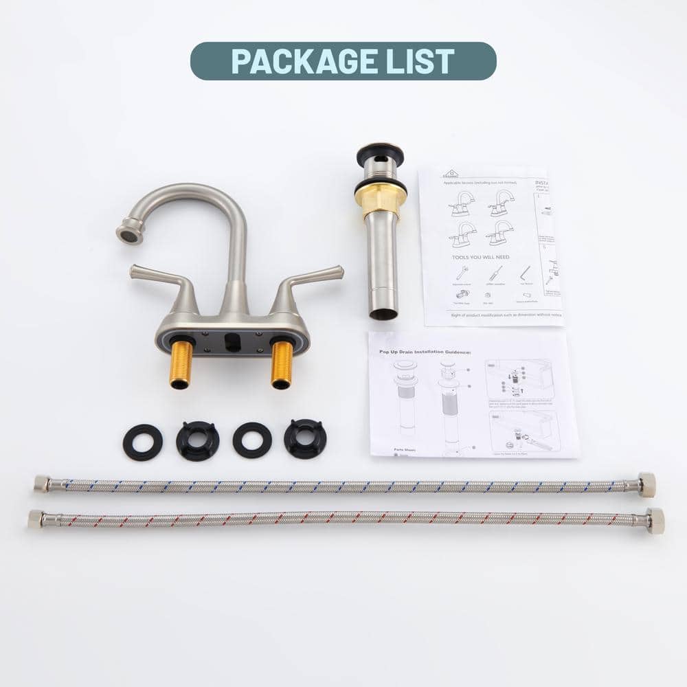 Brushed Nickel Dual Handle Bathroom Sink Faucet with Drain Kit
