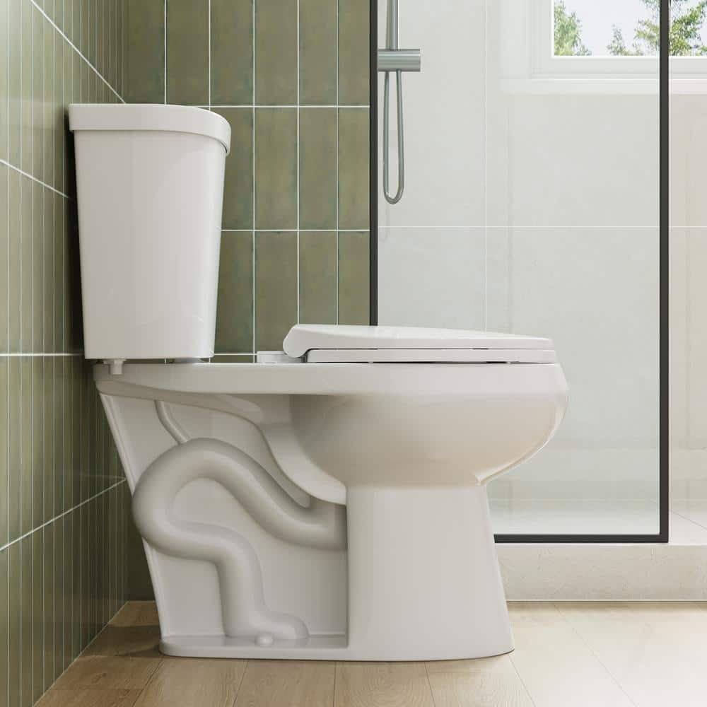 White Round Dual Flush High Efficiency Free Standing Toilet
