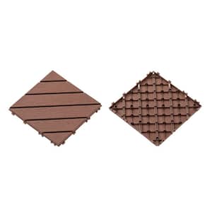 0.8 ft. W x 0.8 ft. L Plastic Interlocking Flooring Deck Tile Brown (10-Pack)