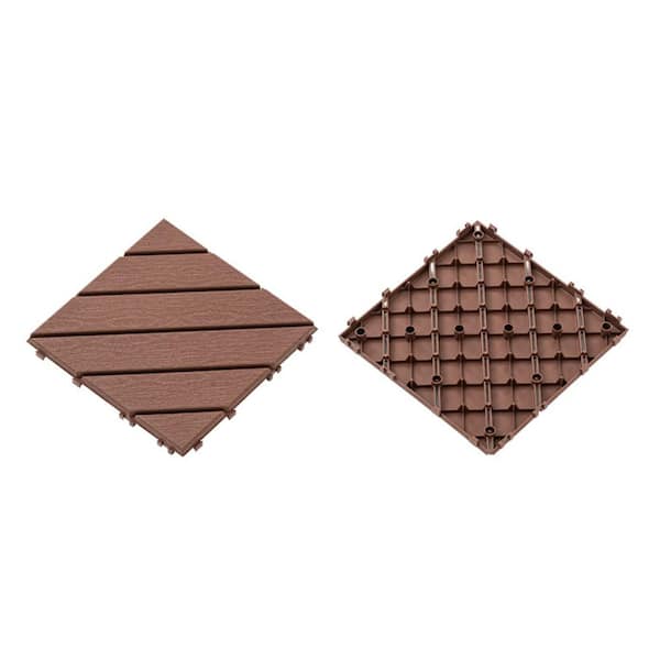 Pro Space 0.8 ft. W x 0.8 ft. L Plastic Interlocking Flooring Deck Tile Brown (10-Pack)