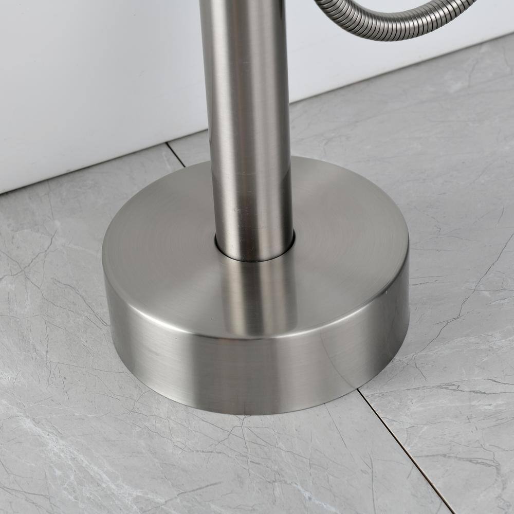 Brushed Nickel Freestanding Tub Filler with Hand Shower