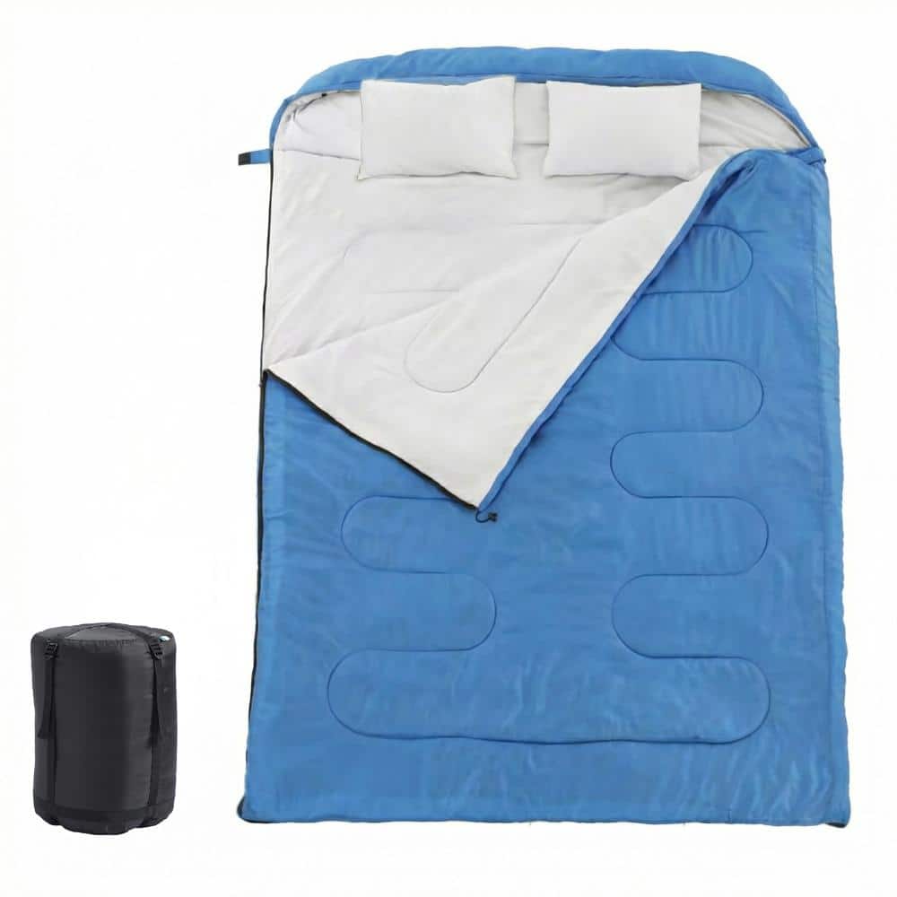 Blue XL Waterproof 3-Season 2-in-1 Double Sleeping Bag Lightweight for Adults with 2 Pillows & Carrying Bag price history on PriceWatchPro