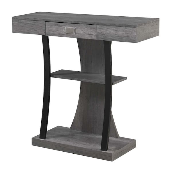 Convenience Concepts Newport Harri 36 in. Charcoal Gray Rectangle Veneer Finish Console Table with Shelf