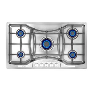Built-in 36 in. Gas Cooktop in Stainless Steel 5 Sealed Burners Cook Tops