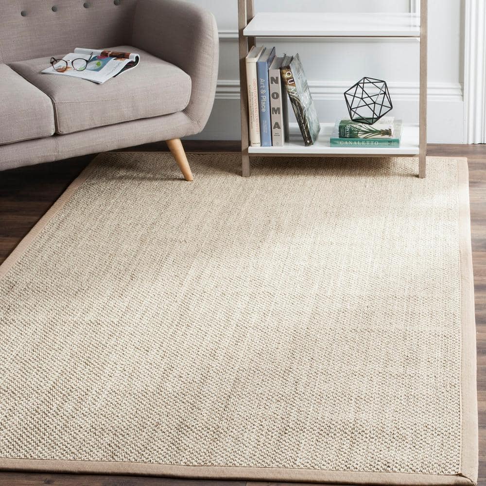 Coastal Charm Hand-Knotted Marble & Linen 59" Area Rug