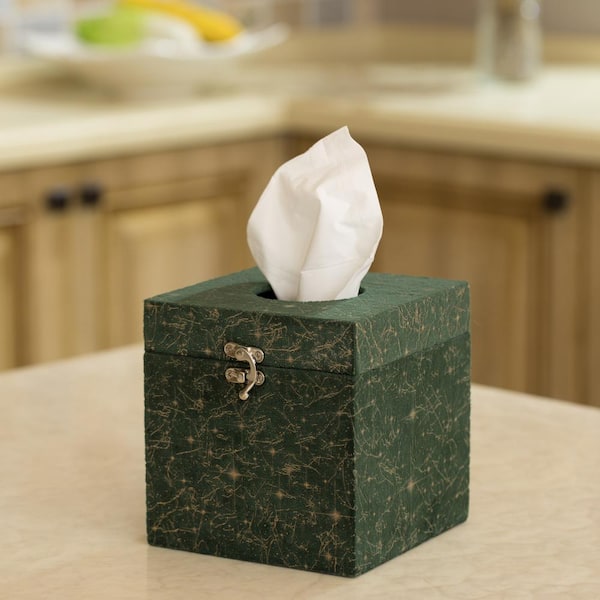 Facial Rectangular Tissue Box Holder for Your Bathroom, Office or Vanity  with Decorative World Map Design