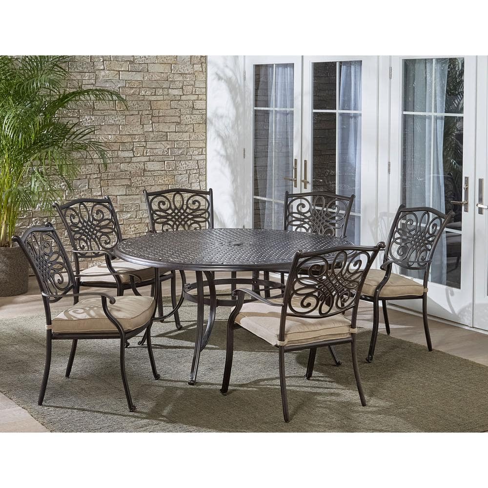 cast aluminum dining set for 6