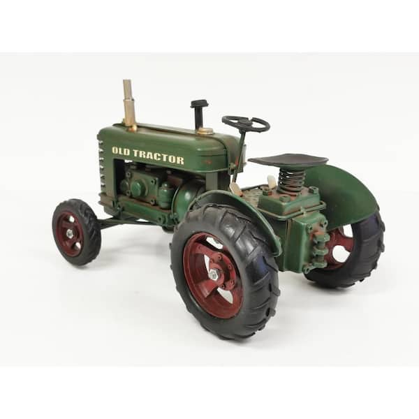 PETERSON ARTWARES Green10.5 x 6 x 6.75 in "Old Tractor" Metal Model