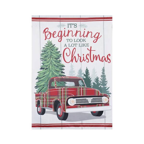 12 in. x 18 in. Holiday Truck Garden Flag