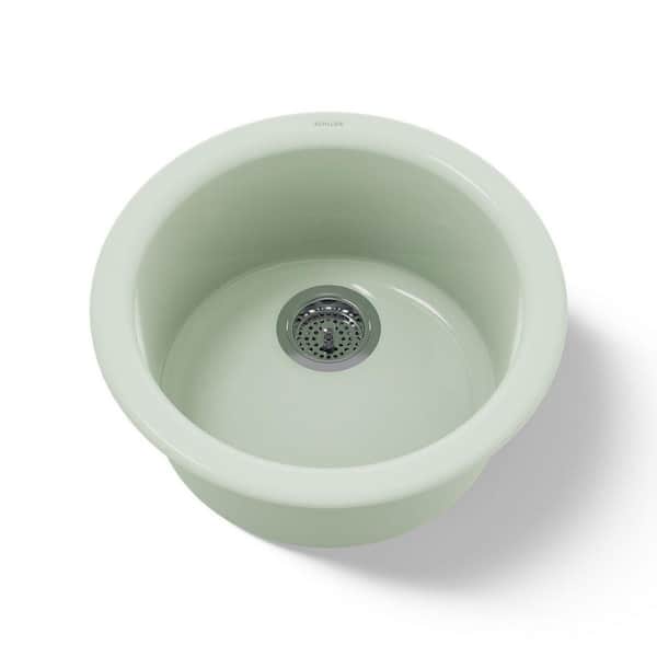 Porto Fino Cast Iron 18.5 in. Drop-In/Topmount Bar Sink in Aspen Green