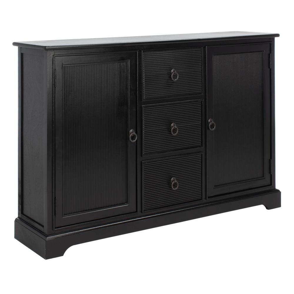 Adiland Chic Black Wood and Metal Sideboard with Storage