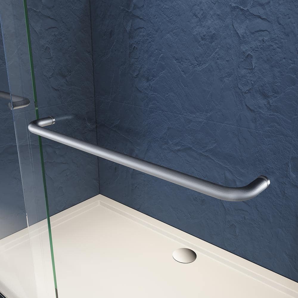 60" x 72" Semi Frameless Sliding Aluminum Shower Door with Clear Tempered Glass