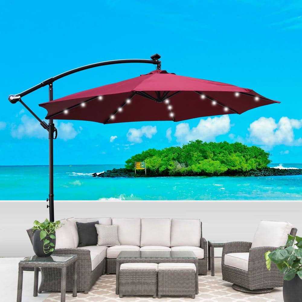10 ft. Outdoor Patio Umbrella, Solar Powered LED Lighted Waterproof Umbrell
