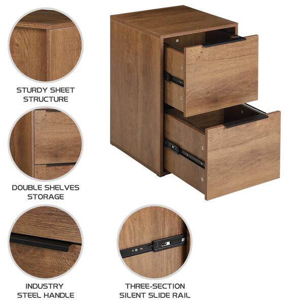 Wooden File Organizer with 4 Metal Drawers