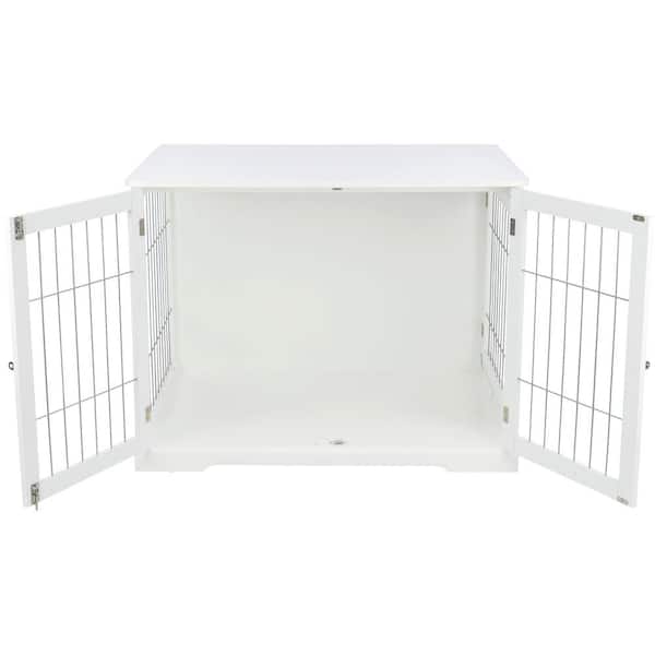 TRIXIE Furniture Style Dog Crate, Indoor Kennel, Pet Home, End Table or  Nightstand with 2-Doors, White, Large 39763 - The Home Depot