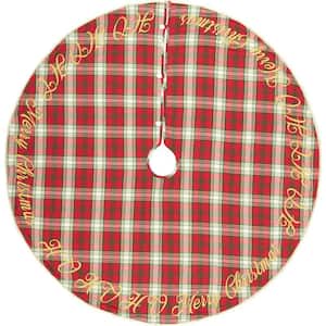 55 in. Holiday Cherry Red Farmhouse Christmas Decor Tree Skirt