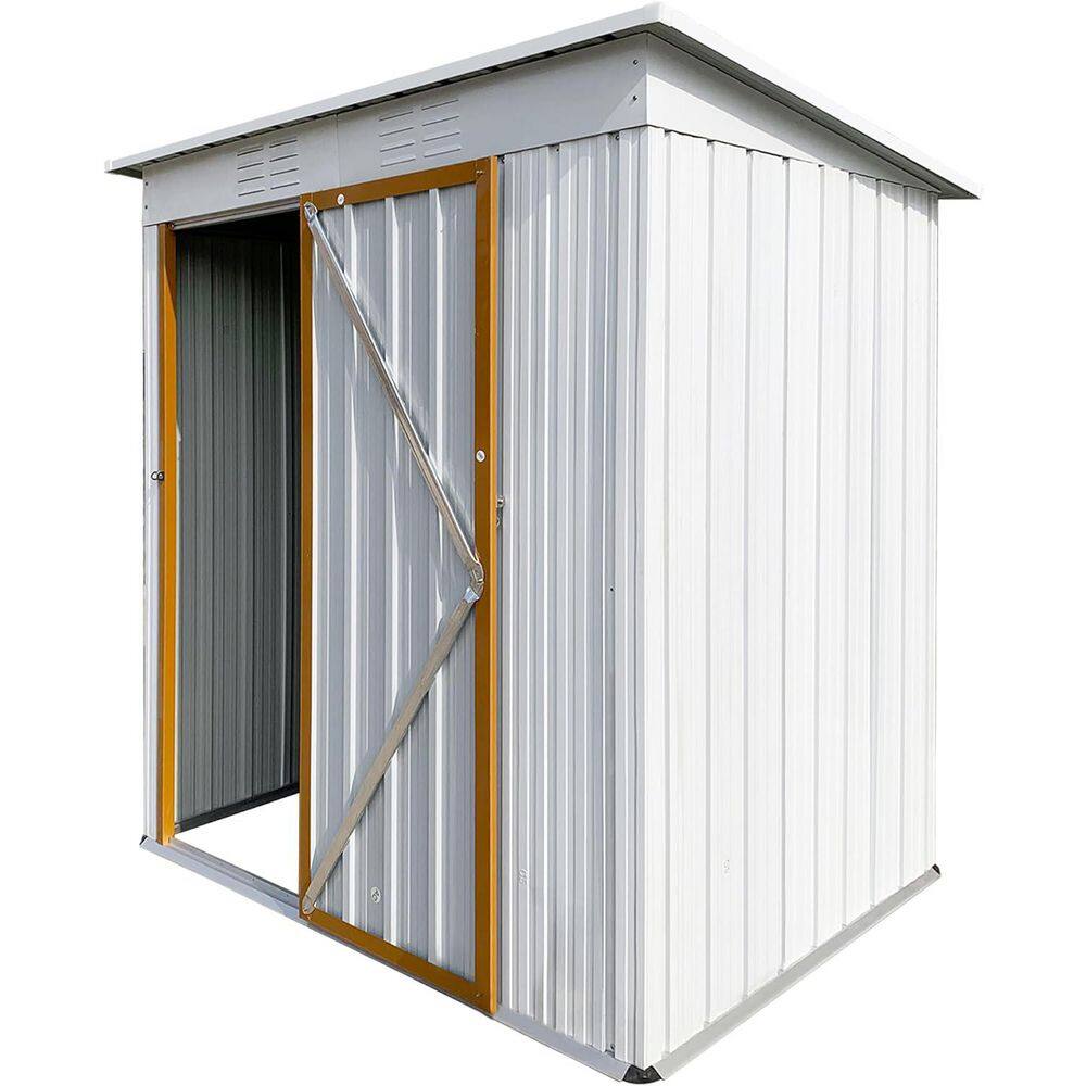 5 ft. W x 4 ft. D White Outdoor Metal Storage Shed with Sloped Roof Utility Tool Shed Storage House (20 sq. ft.) price history on PriceWatchPro