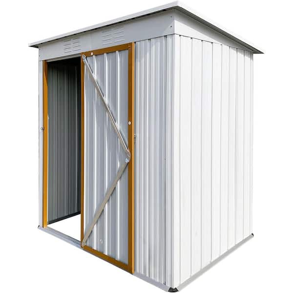 5 ft. W x 4 ft. D White Outdoor Metal Storage Shed with Sloped Roof Utility Tool Shed Storage House (20 sq. ft.)