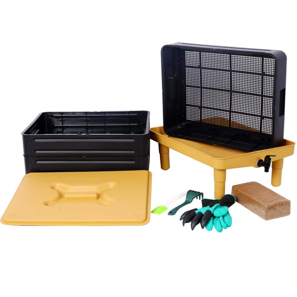 65L Yellow and Black Multi-Layer Worm Composter Bin