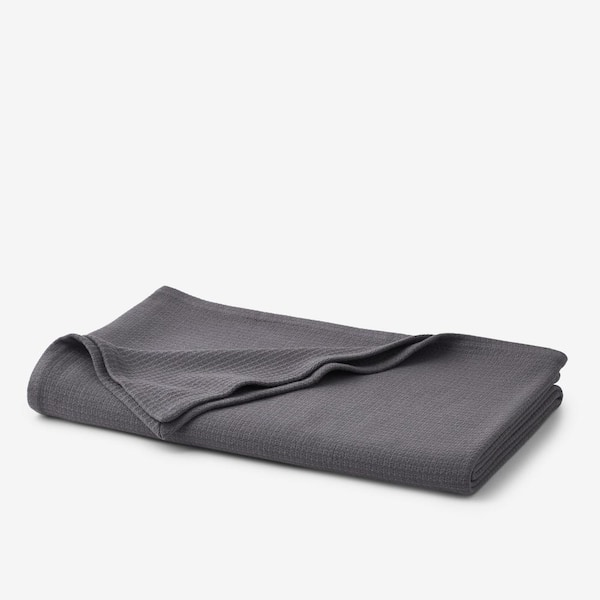 The Company Store Cotton Weave Slate Gray Solid Queen Woven Blanket