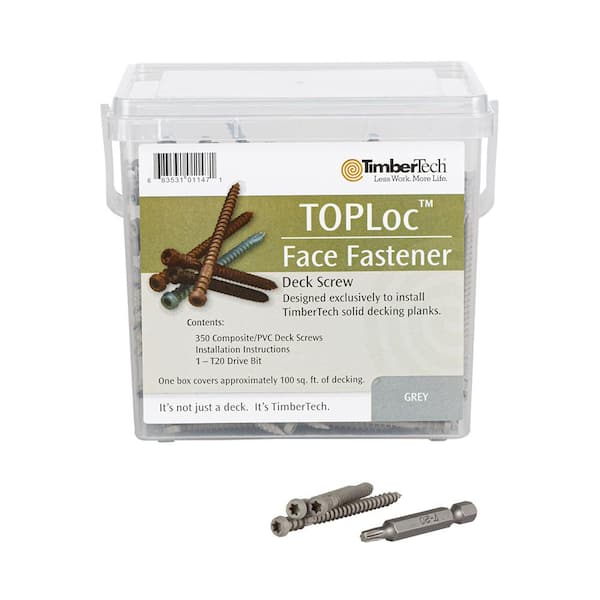 TOPLoc Composite Deck Screw for Fascia Gray 100 sq. ft. (350 2-1/2 in. #8 Torx Oval Head Screws, 2-Bits)