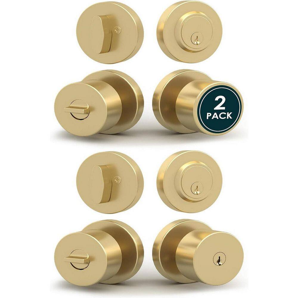 Buena Metal Satin Brass Entry Hall/Closet Door Lock Style Entrance Combo Door Knob with Reversible Heavy Duty 2 Pack price history on PriceWatchPro