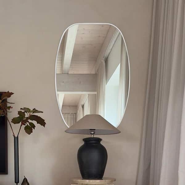 20 in. W x 30 in. H Silver Oval Wall Mirror Aluminum Frame Vanity Mirror Bathroom Mirror