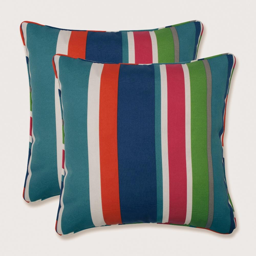 16.5" Multicolor Polyester Square Outdoor Throw Pillow Set
