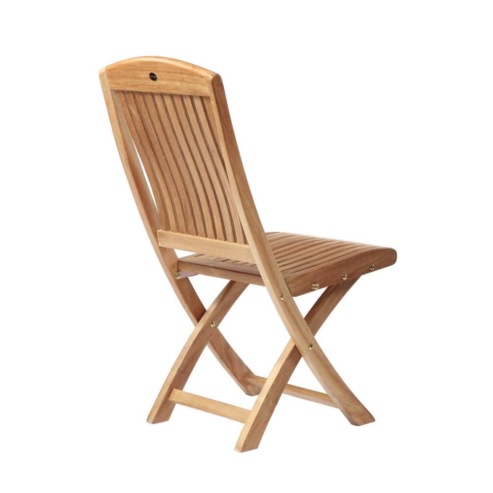 Colorado Teak Armless Folding Chair with Curved Backrest