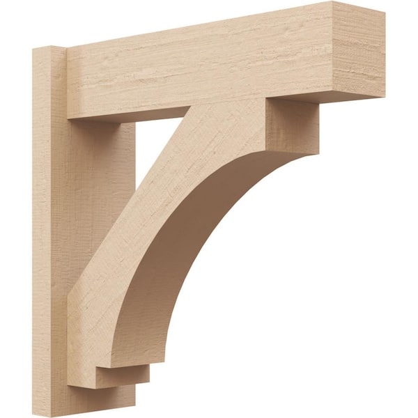 Ekena Millwork 6 in. x 36 in. x 28 in. Imperial Block Rough Cedar Woodgrain Timberthane Polyurethane Outlooker, Primed Tan