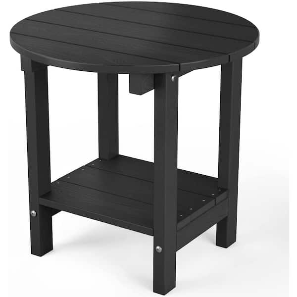 Mximu 17-5/8 in. H Black Round Plastic Outdoor Patio Side Table