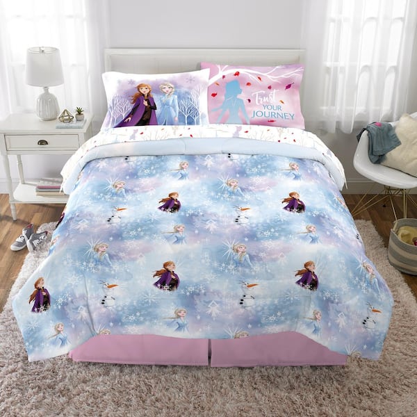 Disney’s Frozen 2 Olaf Anna Elsa Purple Reversible Comforter Twin/Full 2 pc Set 
