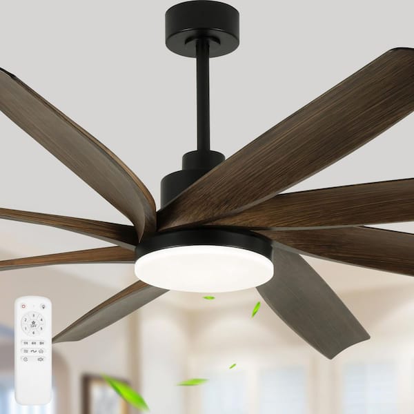 Koyah 72in. Indoor Black Standard Modern Caged Ceiling Fan with Light and Remote, Farmhouse Ceiling Fan with 6 Speeds