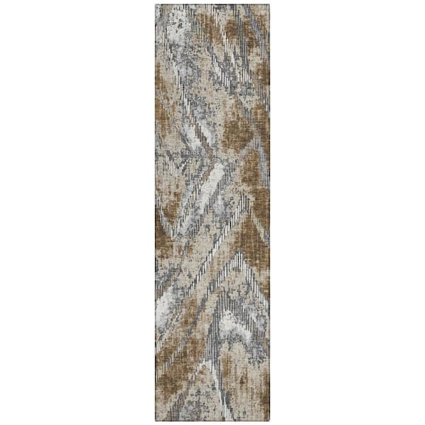 Chantille Machine Washable Indoor/Outdoor Abstract ACN2927 Chocolate 2 ft. x 7 ft. Runner Rug