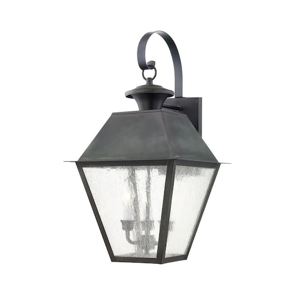 Livex Lighting Mansfield 3 Light Charcoal Outdoor Wall Sconce