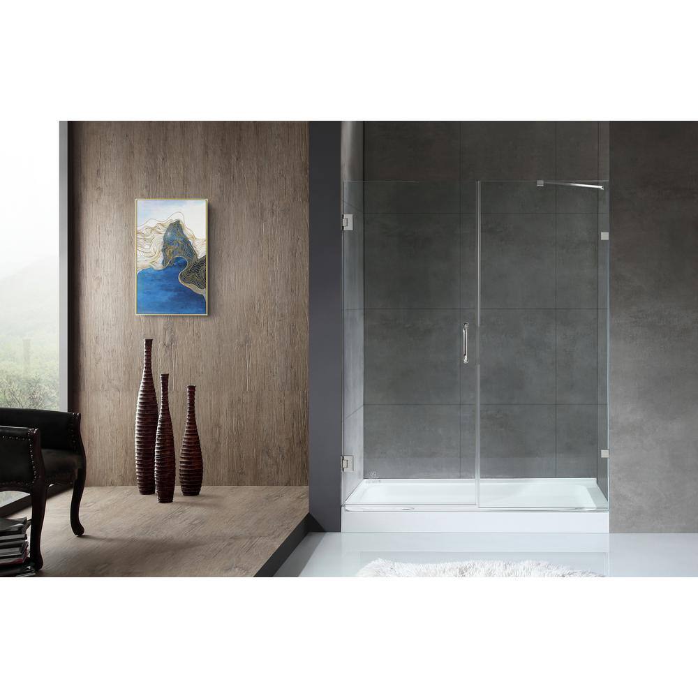 Makata 60" x 72" Frameless Hinged Shower Door in Polished Chrome
