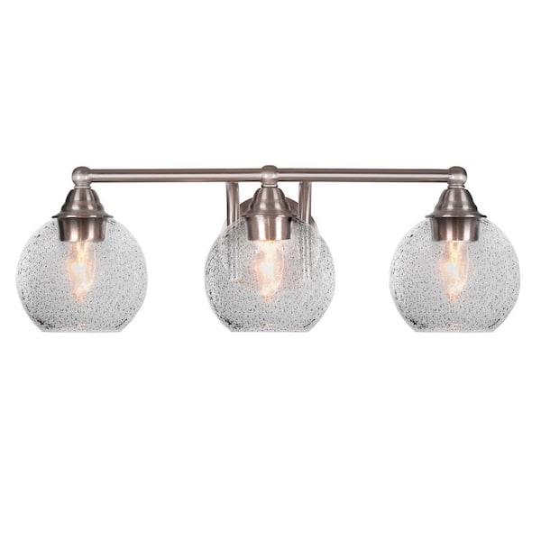 Unbranded Madison 7.75 in. 3-Light Bath Bar, Brushed Nickel, Smoke Bubble Glass Vanity Light