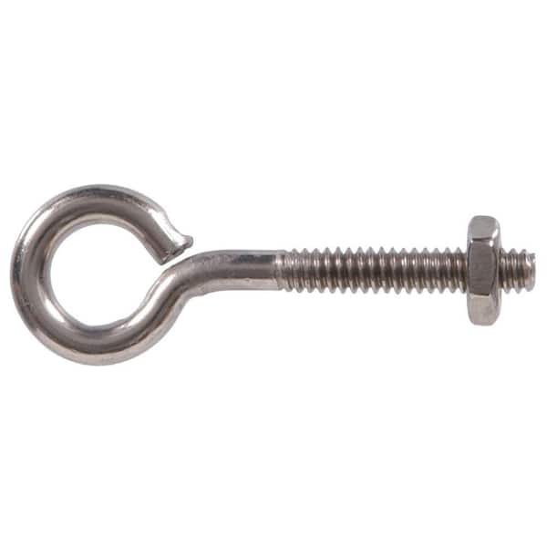 Hardware Essentials 1/4 in.-20 tpi x 2-5/8 in. Stainless Steel Eye Bolt with Hex Nut (10-Pack)