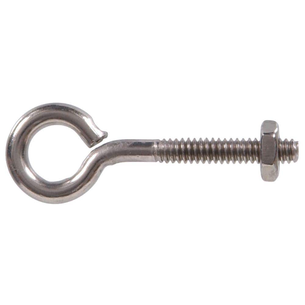 Hardware Essentials 5/16 in.-18 tpi x 3-1/4 in. Stainless Steel Eye Bolt with Hex Nut (10-Pack) -  320764