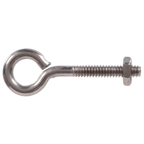 The Hillman Group 3/8 in. -16 tpi x 6 in. Stainless Steel Eye Bolt with Hex Nut (5-Pack)