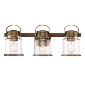 Easton 21 in. 3-Light Old Satin Bronze Farmhouse Vanity with Clear Glass Shades
