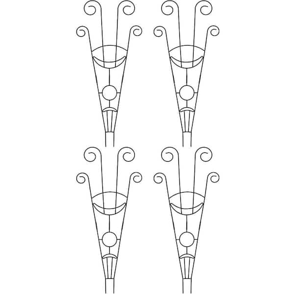 Phewnyzo 30 in. Moon Shape Metal Houseplant Trellis for Climbing Plants, Potted Plant Vine Ivy Flower Support in Black (4-Pack)