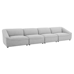 Comprise 4-Piece 148 in. Light Gray Fabric 4-seat Straight Symmetrical Sectionals Sofa