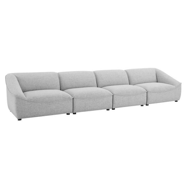 MODWAY Comprise 4-Piece 148 in. Light Gray Fabric 4-seat Straight Symmetrical Sectionals Sofa
